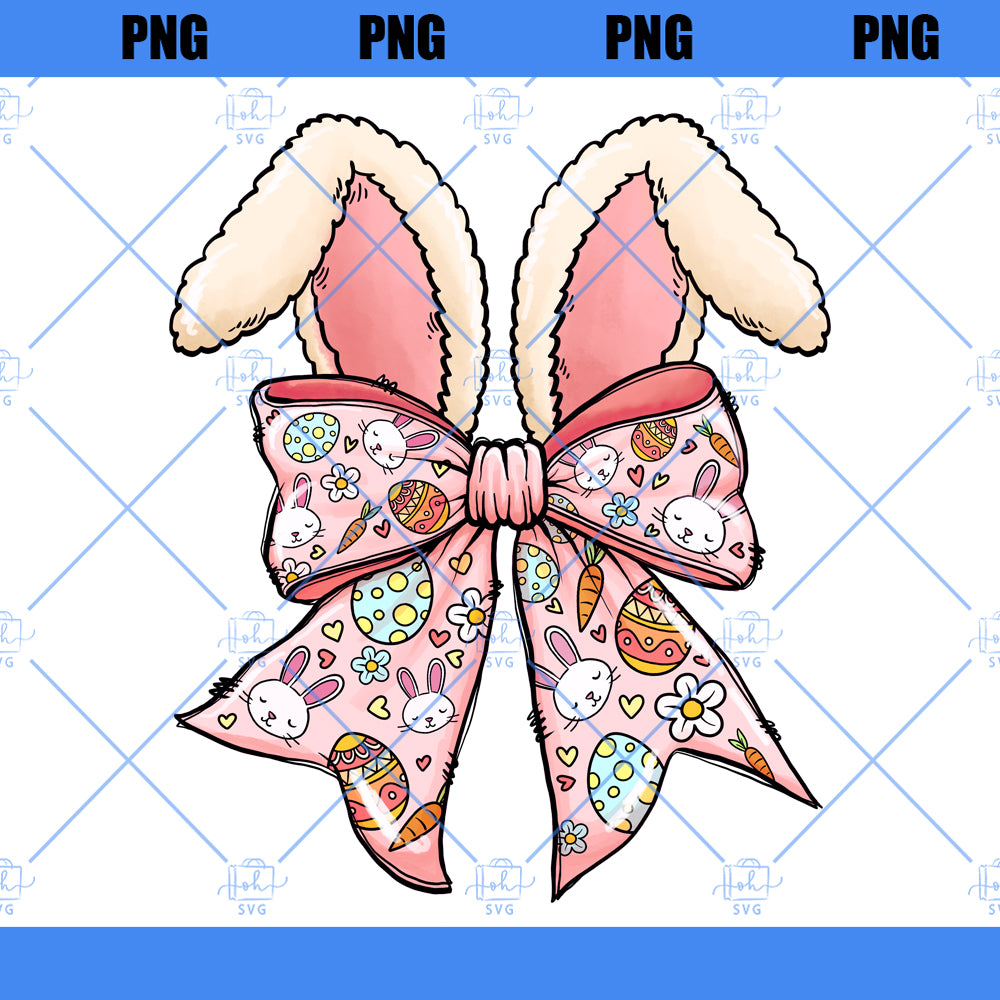 Bunny Ears Coquette Bow PNG Pink Easter Coquette Bunny Ears Bunny Png Happy Easter Png Girls Easter Png Cute Easter Coquette Rabbit ORIGINAL