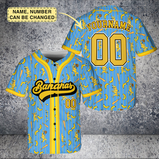 Custom Bananas Baseball Jersey: Retro Game Day Shirt - Personalized