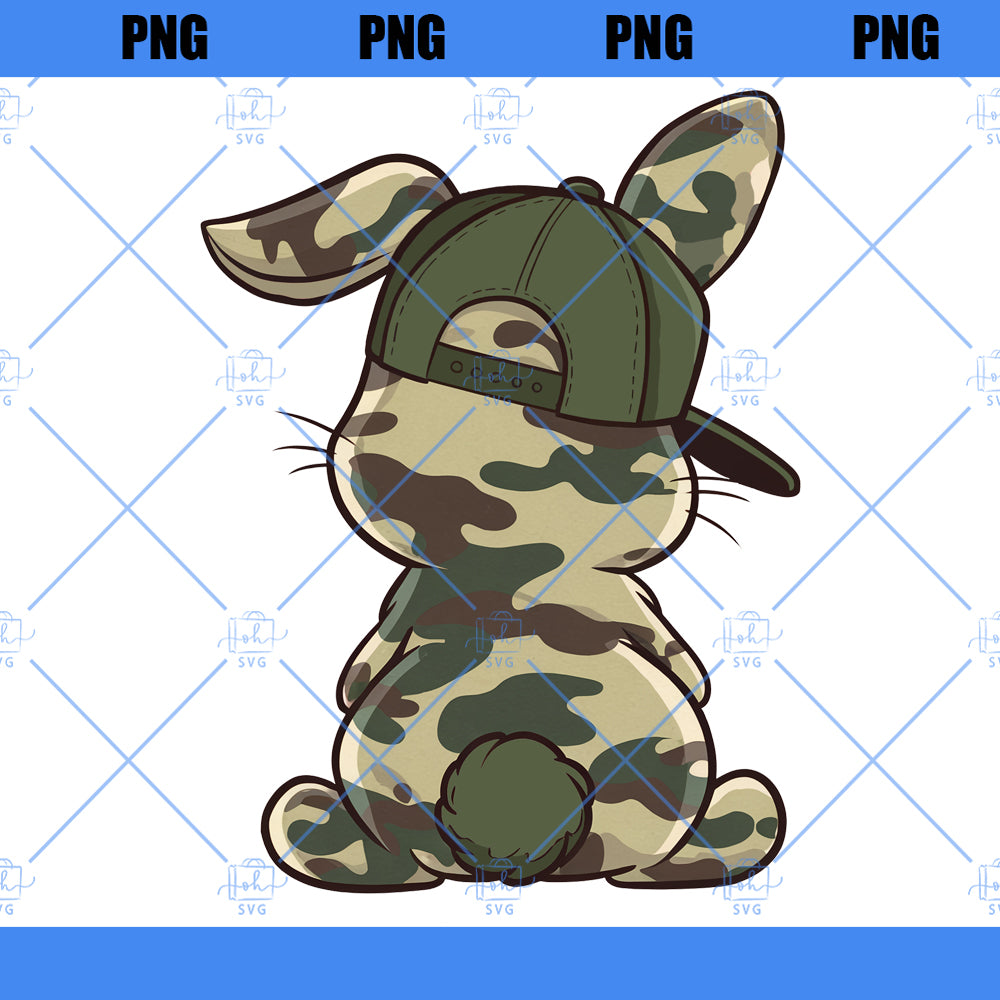 Digital Png File Boy Bunny Rabbit Duck Camo Camouflage Hat Ball Cap Easter Clip Art Printable Sublimation Dtf Dtg Design - INSTANT DOWNLOAD