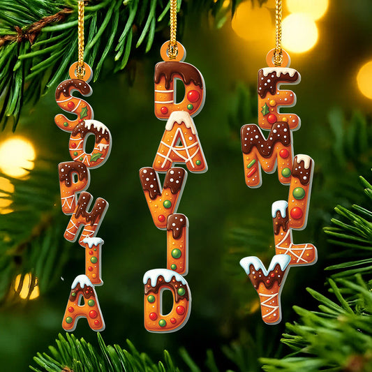 Custom Gingerbread Alphabet Ornaments, Personalised Christmas Decorations, Personalised Christmas Baubles, Christmas Name Tags, Kids Gifts