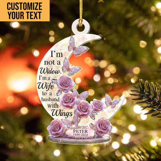 Personalised I'm Not a Widower Ornaments- Husband to a Wife with Wings - Memorial Ornaments