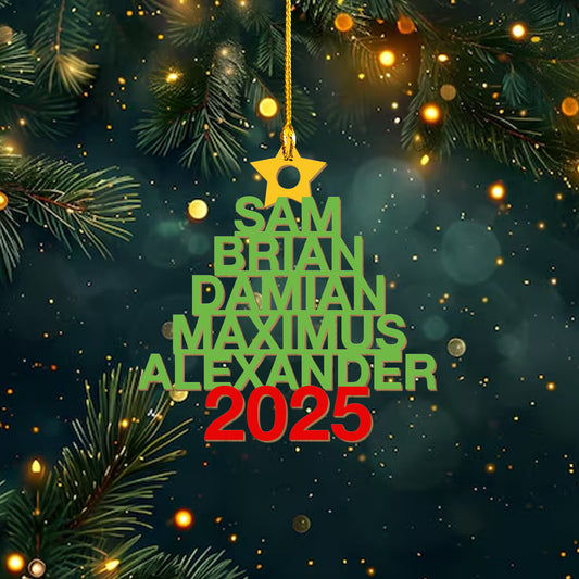 Family Christmas Ornament, Custom Christmas Tree Name Decoration, Christmas Tree Ornament with Family Names, Xmas Gift, 2025 Family Ornament