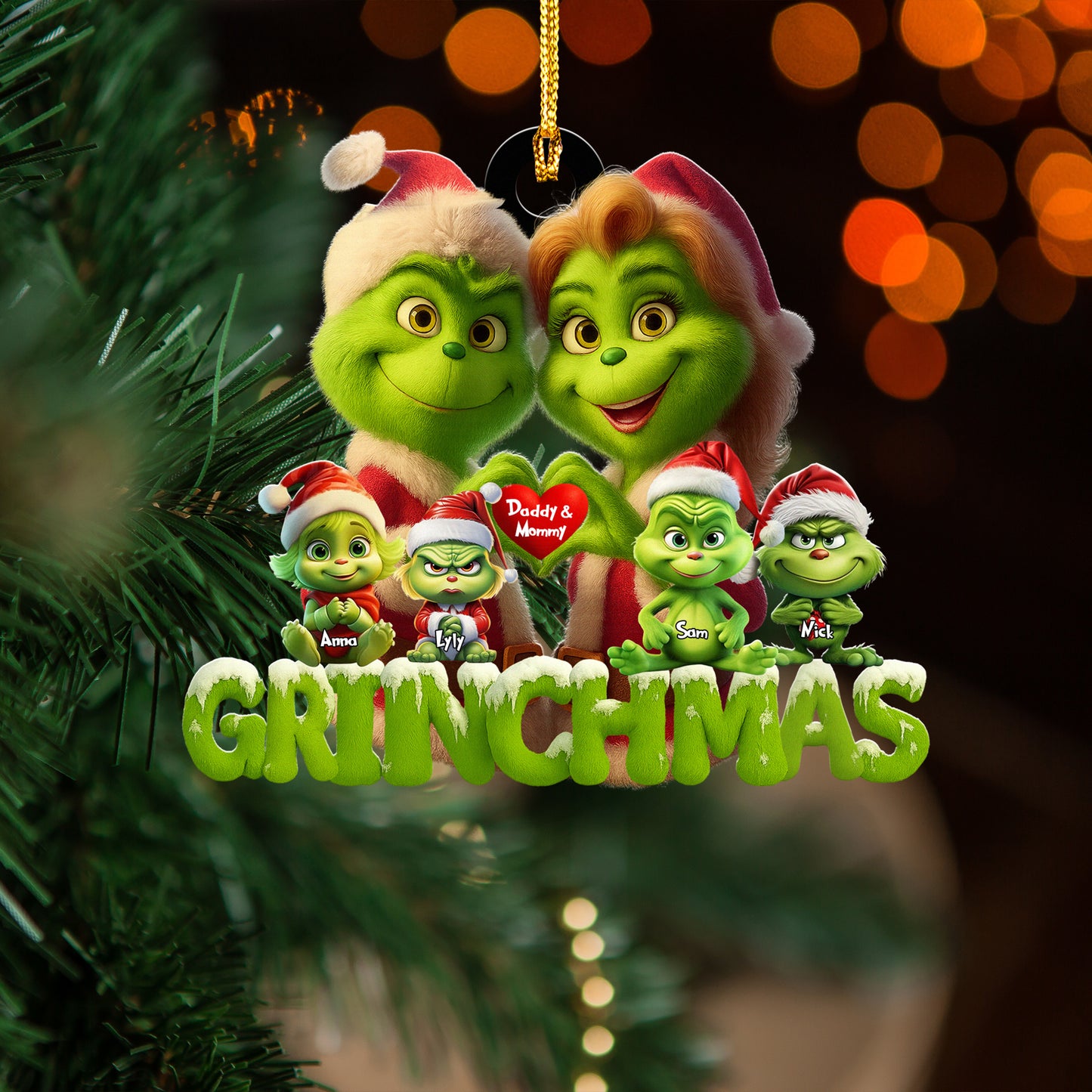 Grinchmas Ornament, Grinch Family Ornament, Christmas Gift