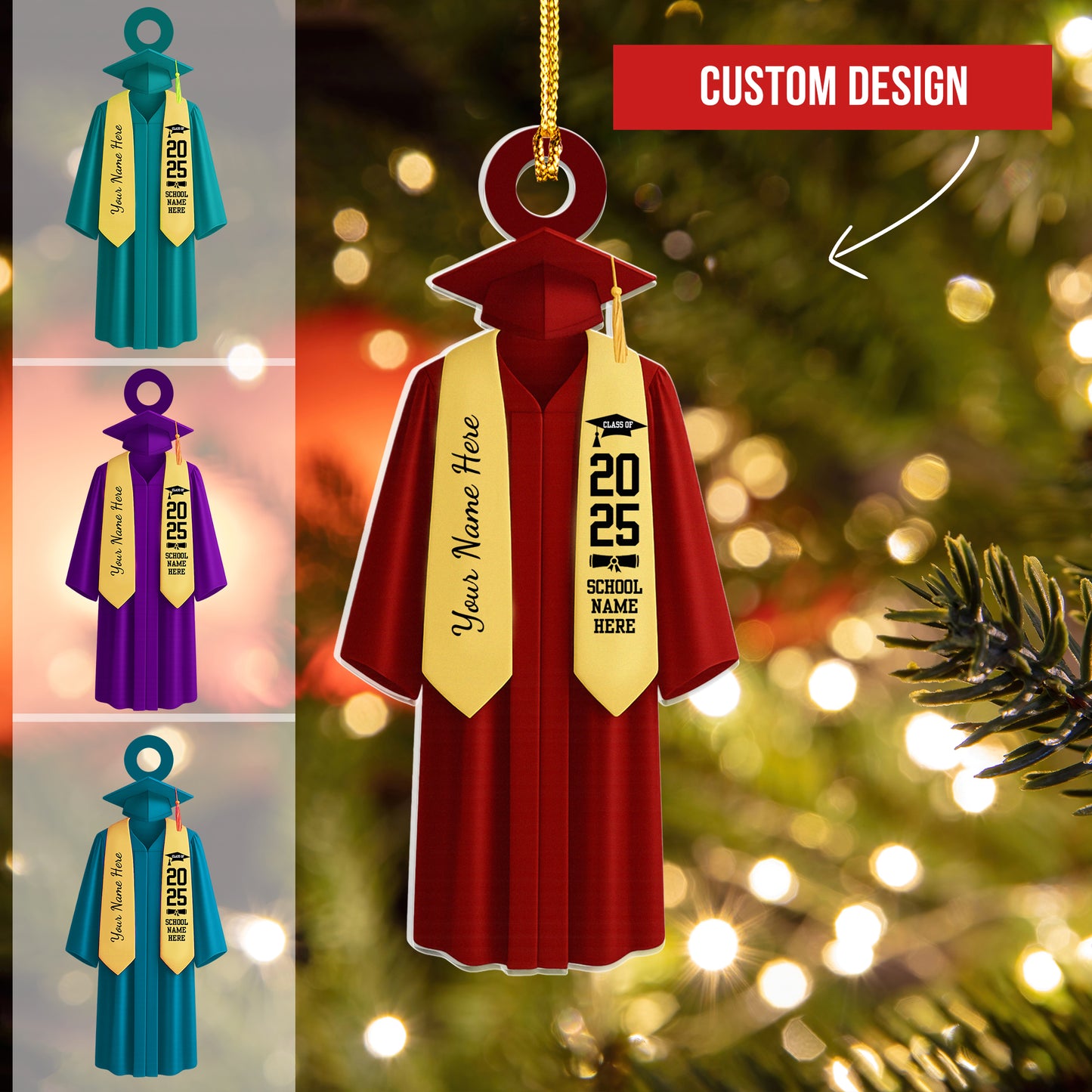 Personalized Graduation 2025 Ornament, Custom School Graduation Ornament Gift, Graduation Gown Ornament, 2025 College Graduation, Grad Gift