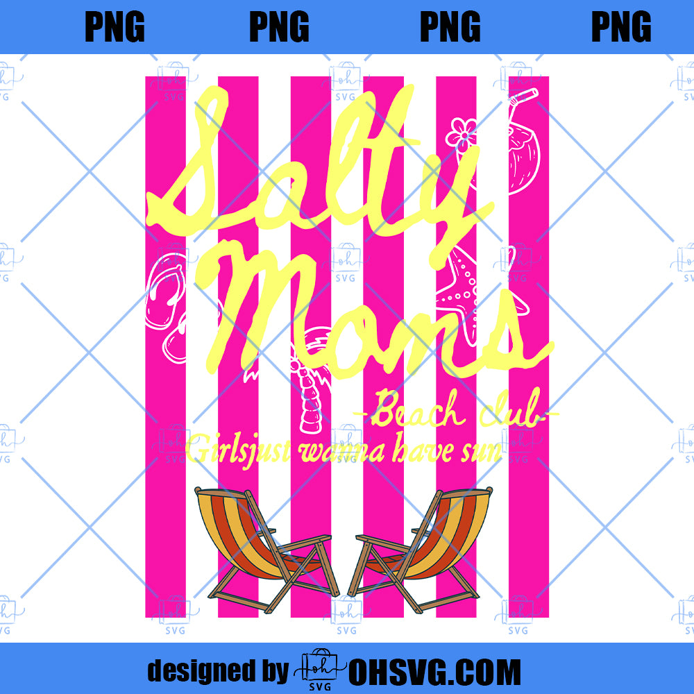 Salty Moms Beach Club PNG, Mother's Day Shirt Design (Digital Download)