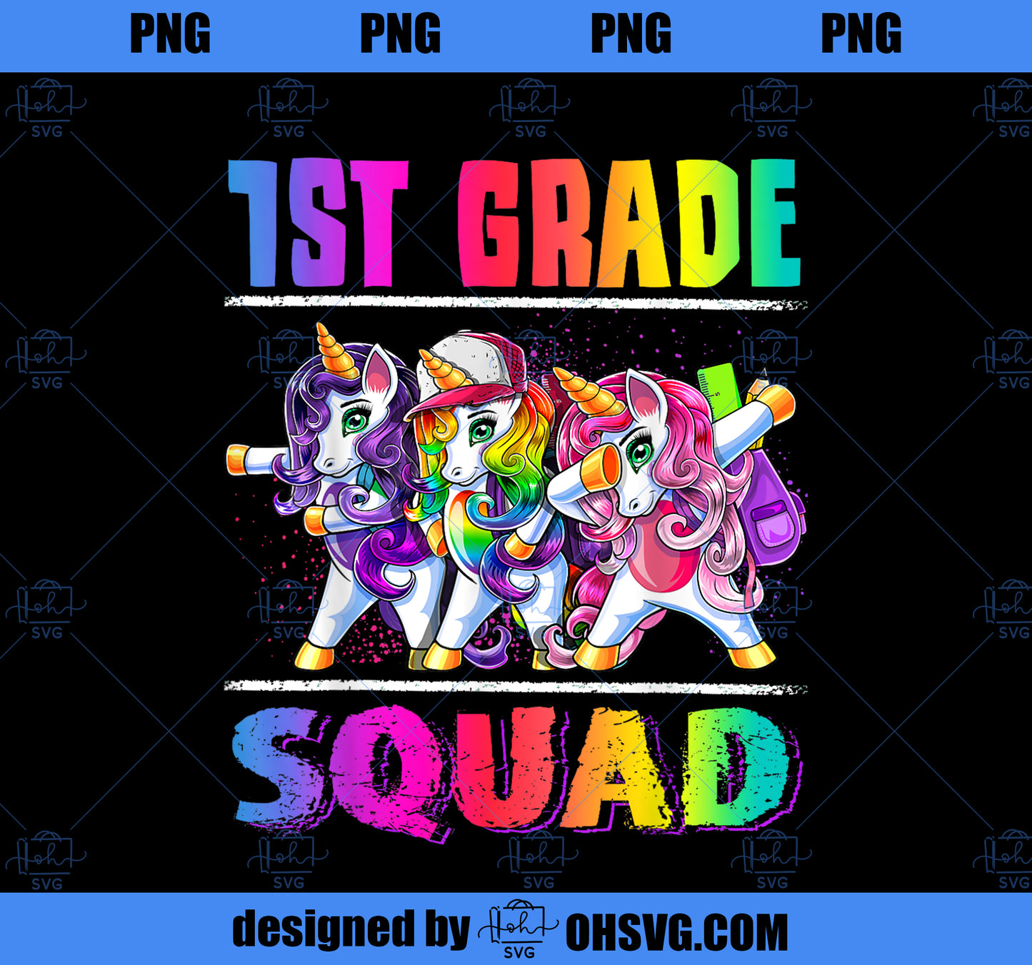 1st Grade Squad Dabbing Unicorn Back to School Backpack Girl PNG, Magic Unicorn PNG, Unicorn PNG