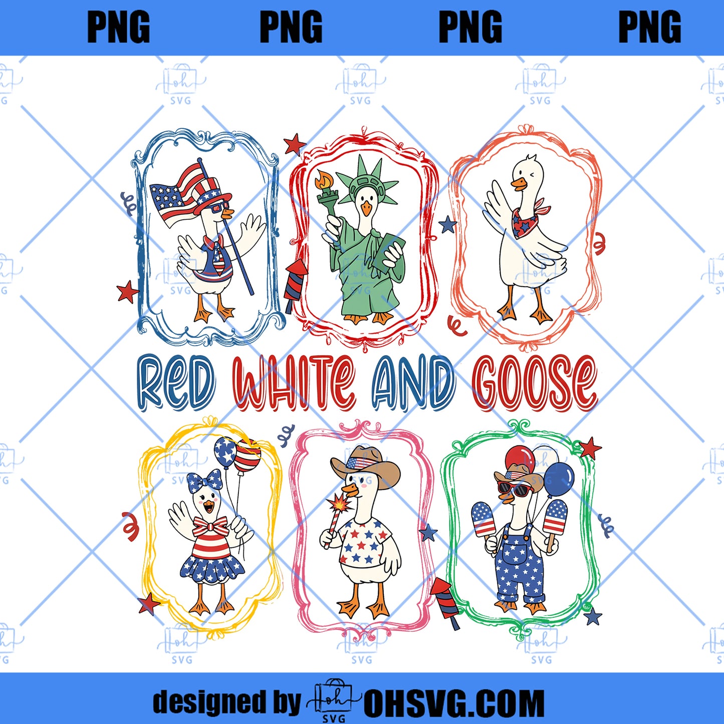 Red White and Goose Png, 4th of July Goose Png, Patriotic Goose Png, Coquette Goose Png, USA Liberty Goose Png