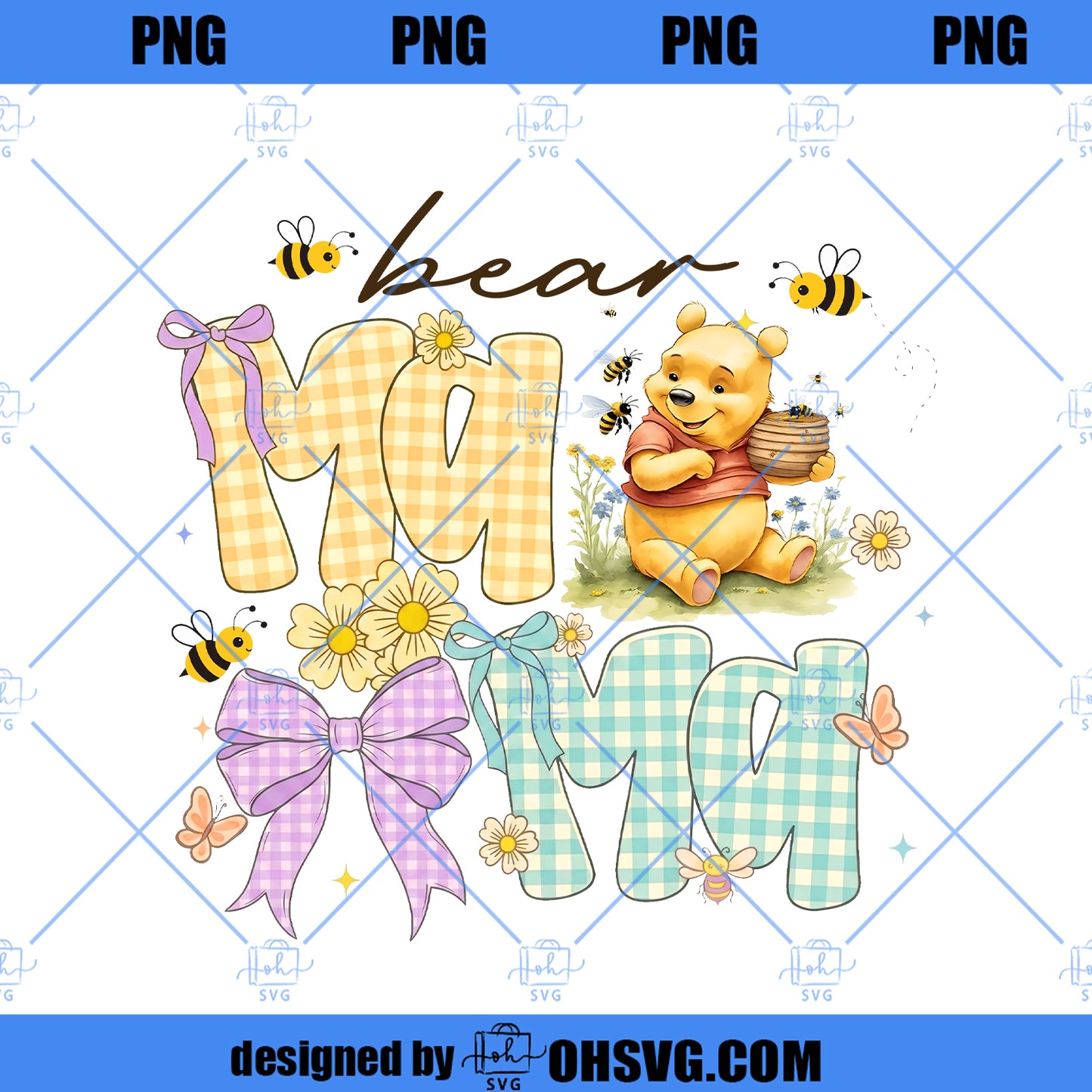 Mama Bear Bow Png, Coquette Mama Bear Png, Honey Bear Mom Png, Mother’s Day Png, Cute Bear Mom Png