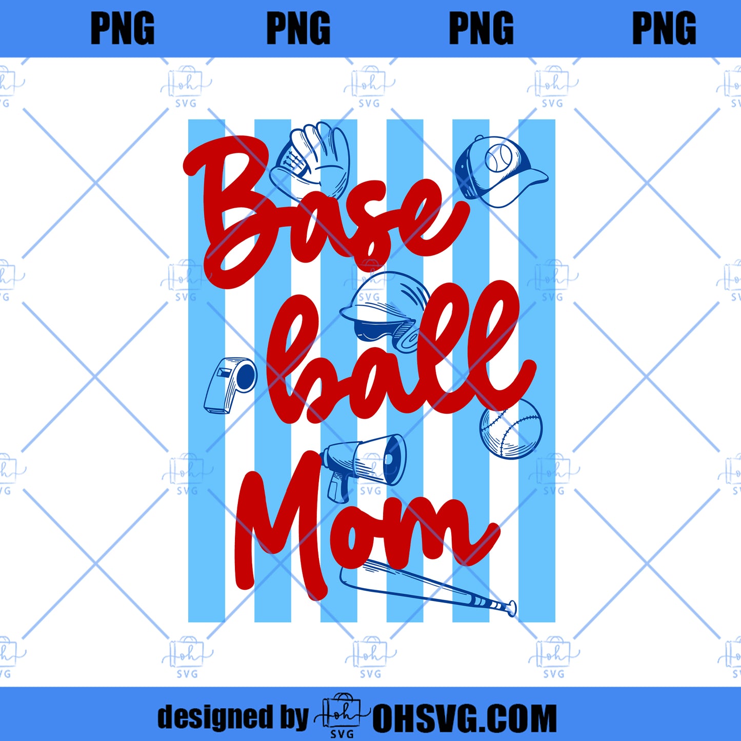Retro Stripes Baseball Mom PNG, Neon Summer Vibes Graphic (Digital Download)