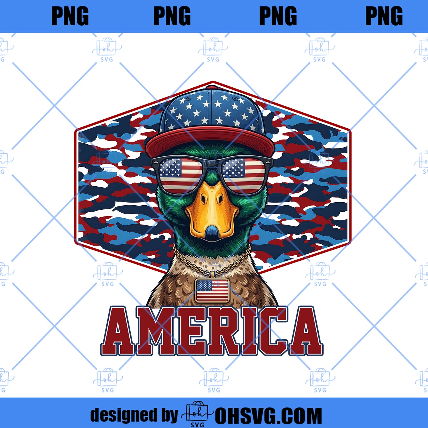 4th of July Mallard Duck Boy PNG, Funny Patriotic ‘Merica Duck Shirt Design, USA Red White Blue Sublimation Digital Download