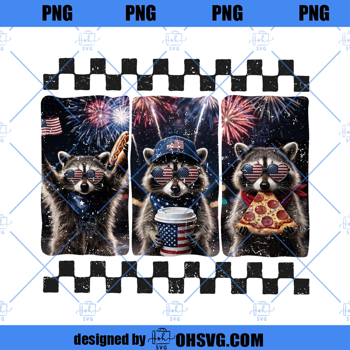 4th of July Raccoon Png, Patriotic American Flag Raccoon, Retro USA Animal Png, Independence Day Kids Shirt Design