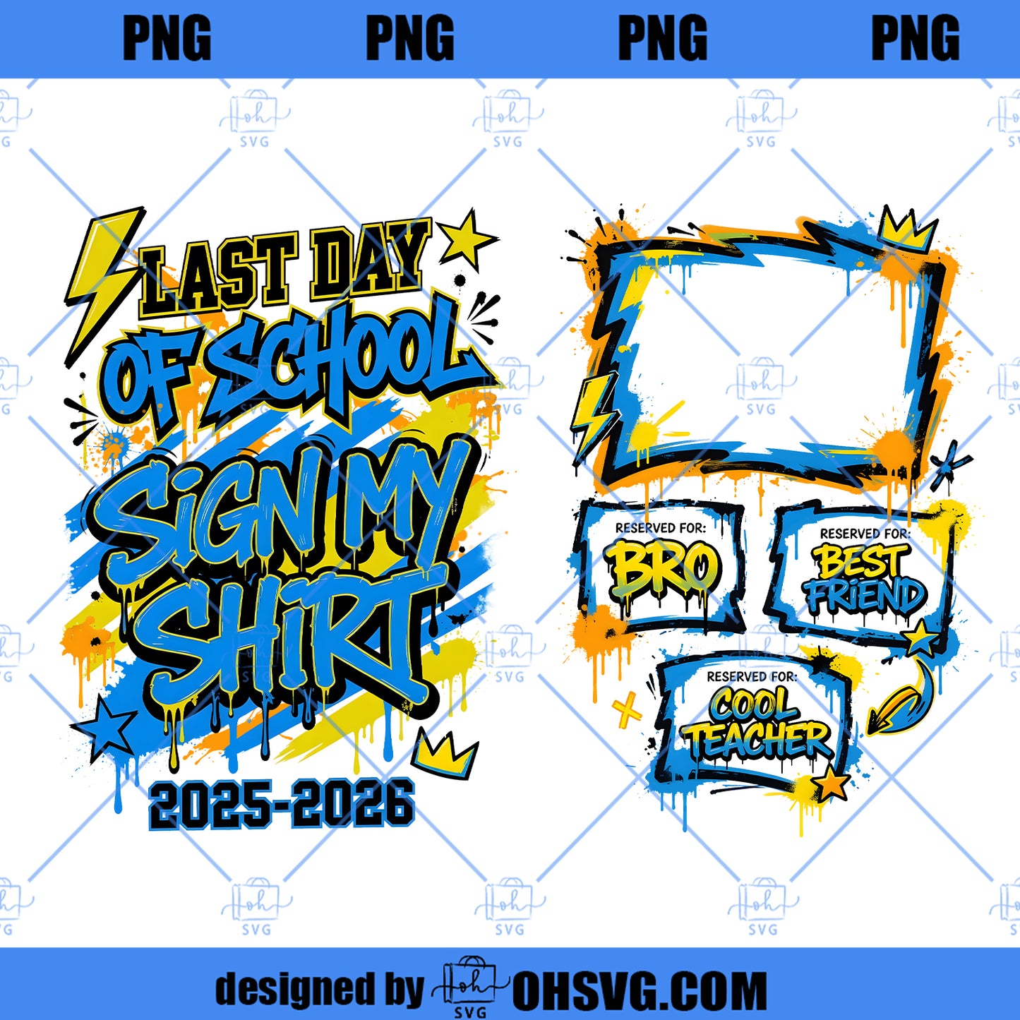 Boys Last Day of School Autograph Png, Sign My Shirt Class of 2026 Png, Kids Graduation Shirt Design, Blue Signature Graphic