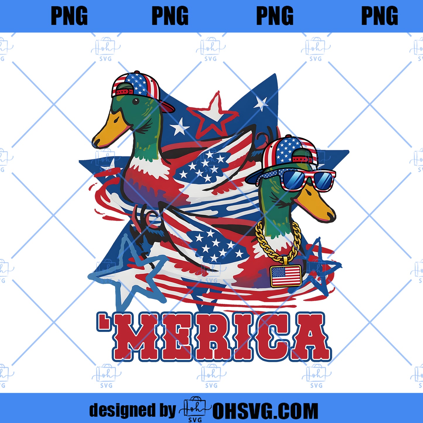 Funny Merica Duck png, 4th of July Mallard Duck Boy png, USA Red White Blue Patriotic Shirt Design, Digital Download