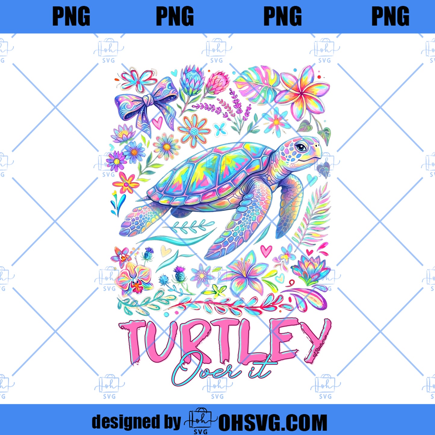 Coastal Summer Turtle png, Floral Brushstroke Sea Turtle Design, Preppy Beach Summer Shirt png