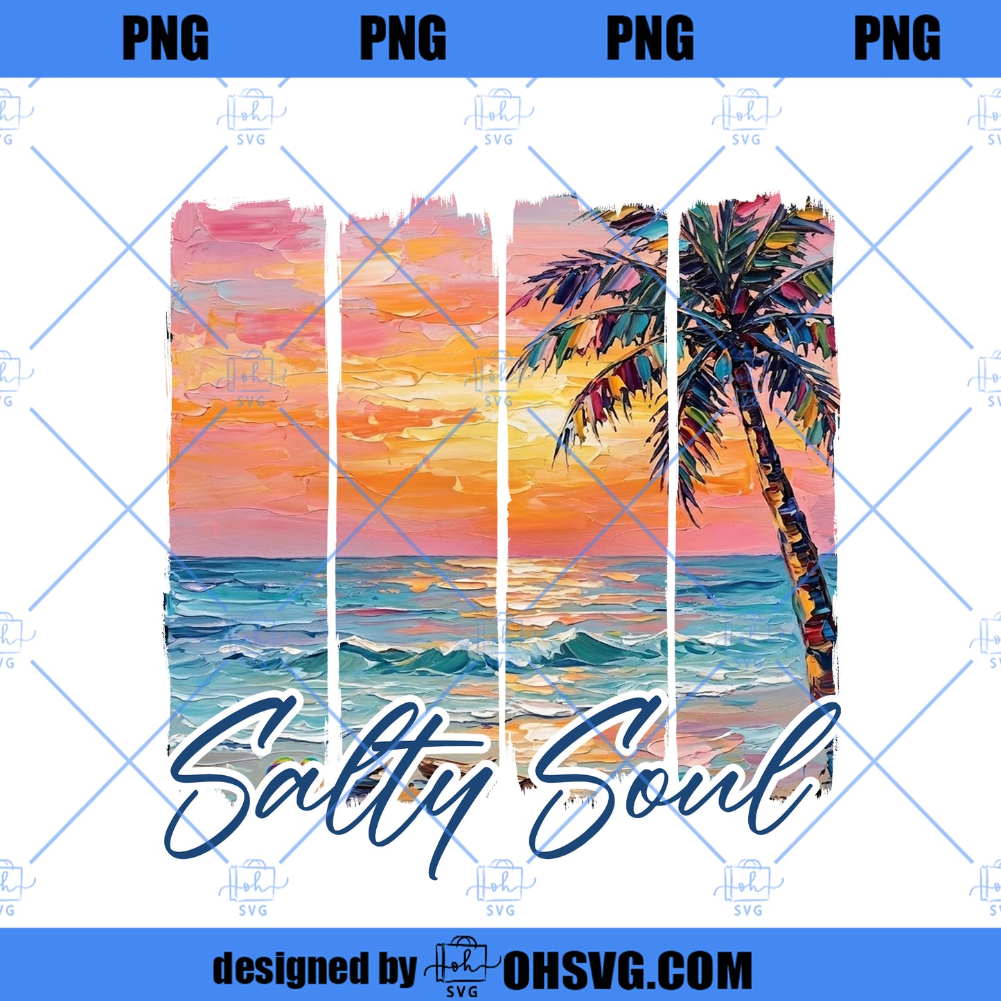Retro Salty Soul Beach Design, Summer Vibes PNG (Digital Download)