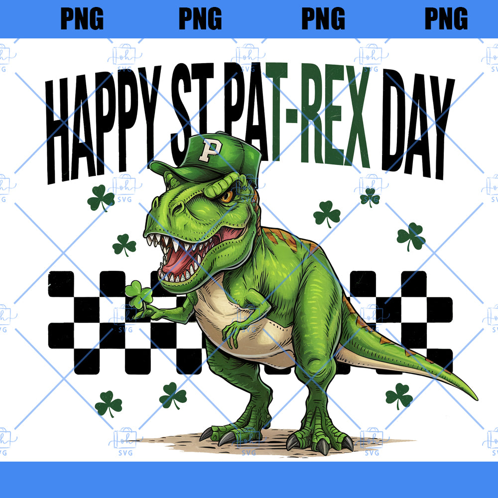 Happy St.Pat-Rex Day Png, St.patricks day png, Toddler st.patricks png, Retro st.patricks png, Kids st.patricks day png, Shamrock png