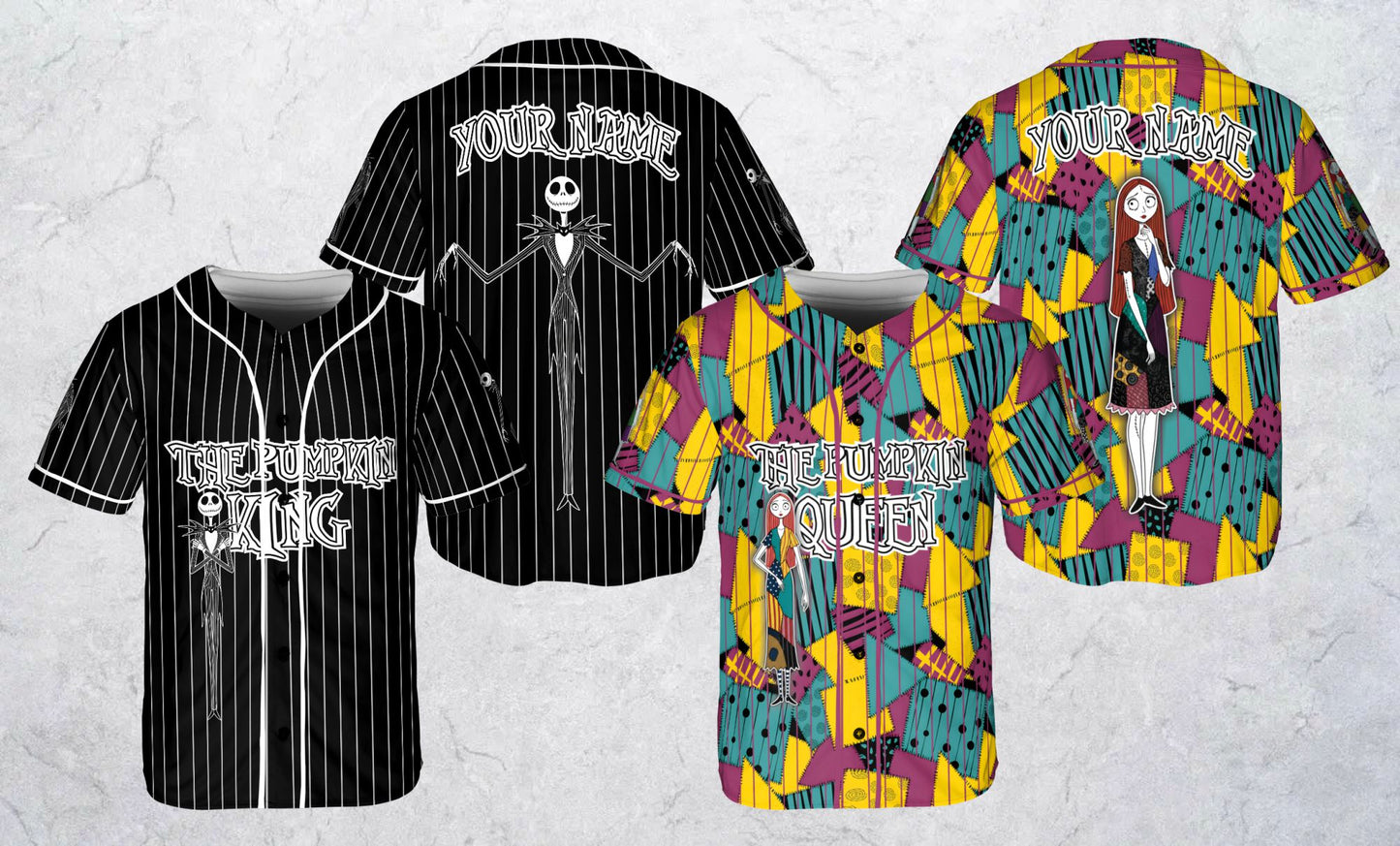 Custom Jack Skellington Black Baseball jersey, Personalized The Nightmare Before Christmas Disneyland Jersey, Halloween Gift for Disney Fans
