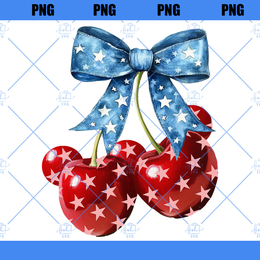 America Cherries PNG, Cherry Bow Png, Trendy July 4th PNG, 4th of july Woman png, Usa Flag png,