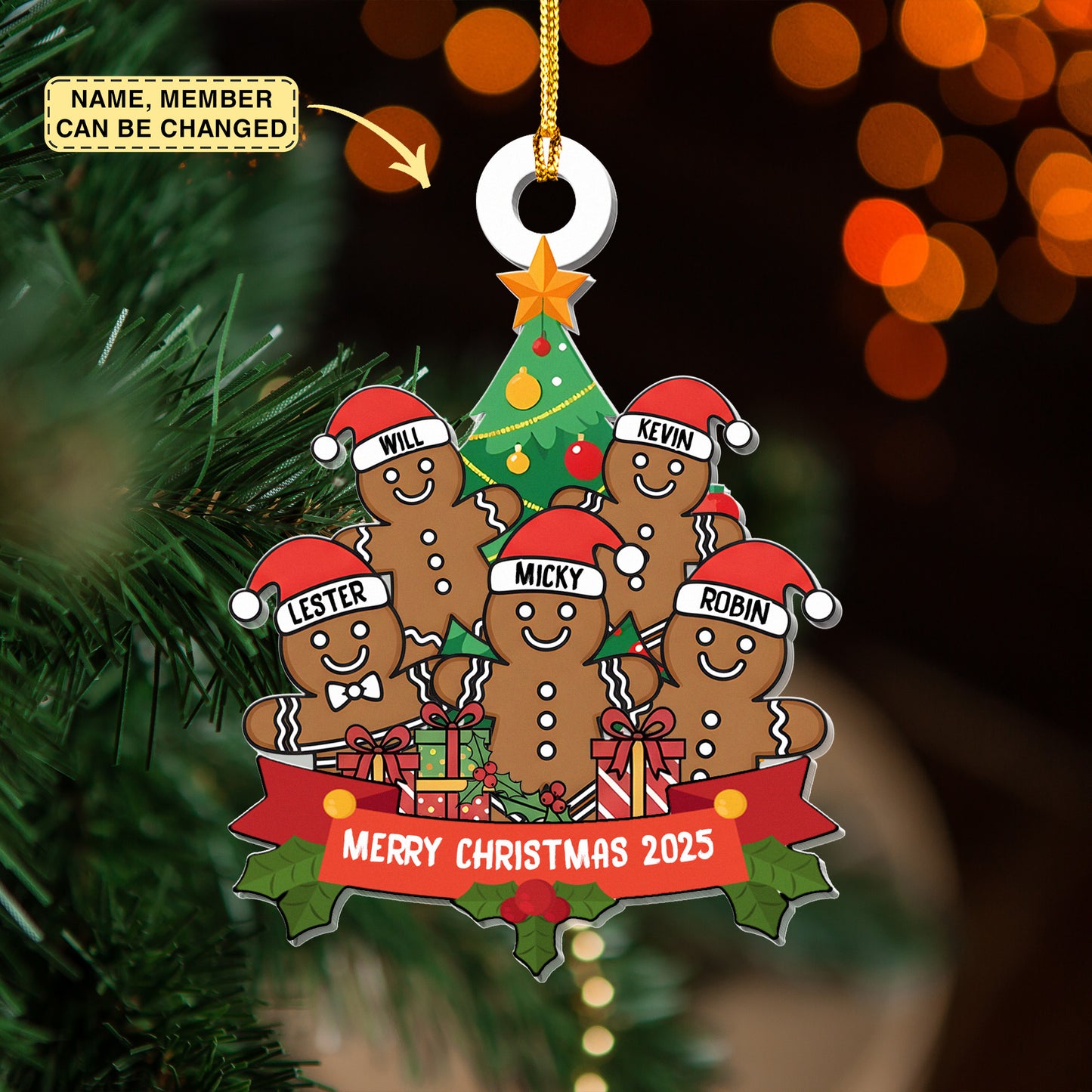2025 Christmas Ornament With Family Member Name,Personalized Family Ornament,Family of 2 3 4 5 6 Ornament,Christmas Keepsake,Xmas Tree Decor
