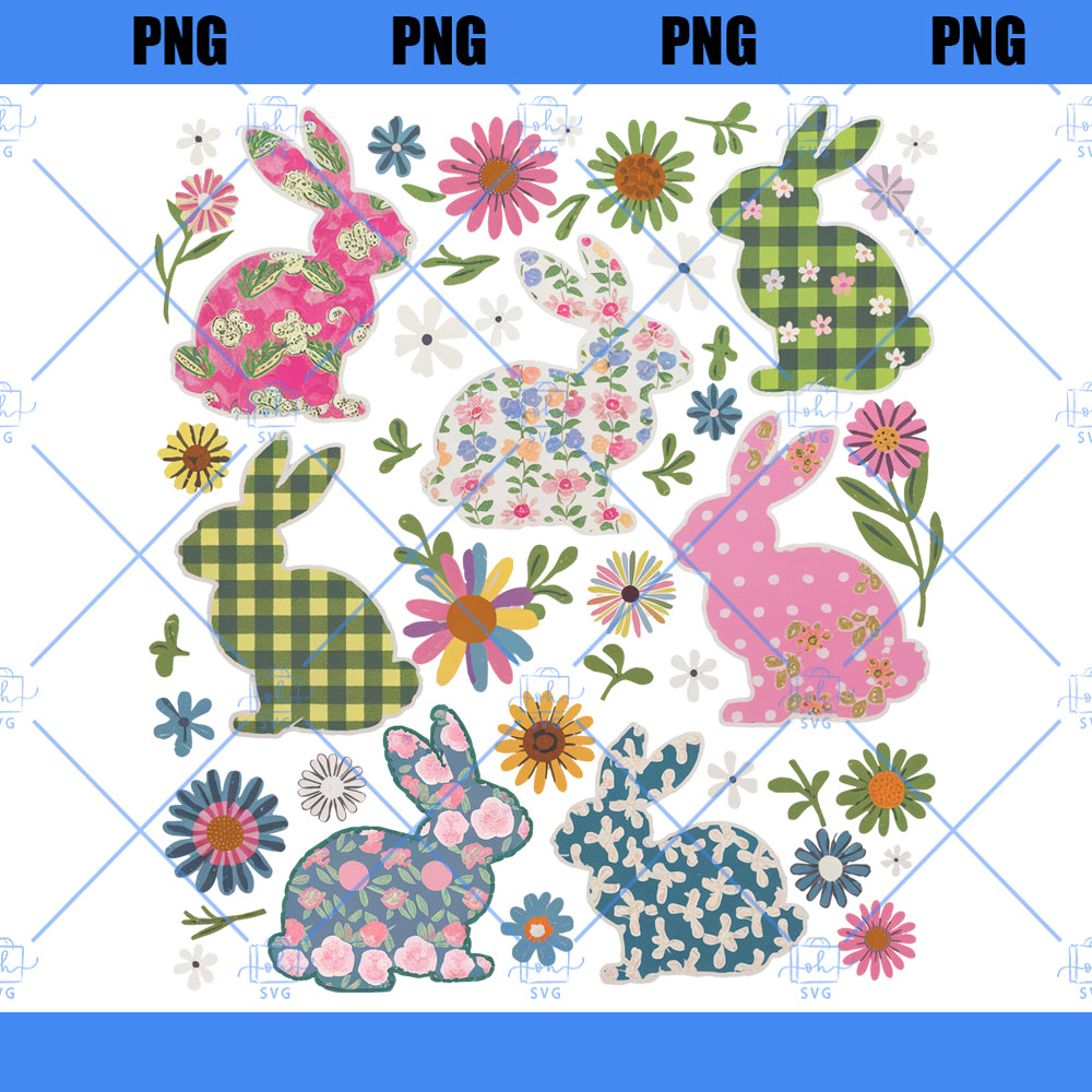 Boho Easter PNG, Spring Floral Chinoiserie Bunny Png, Grand Millennial Easter Png, flower Easter Rabbit Png, Easter Coquette Png, Girly png