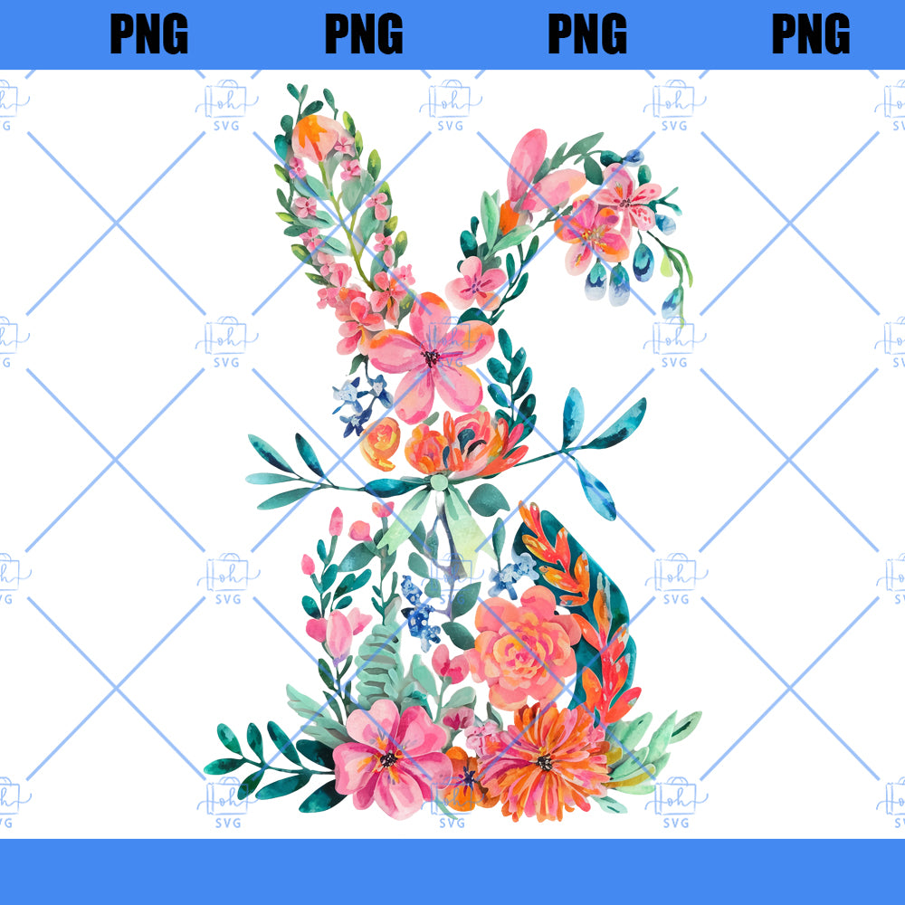 Bunny Easter Coquette Png, Watercolor Floral Easter Bunny Png, Easter png, Easter Coquette Bow png, Girly Easter Png, Spring shirt design