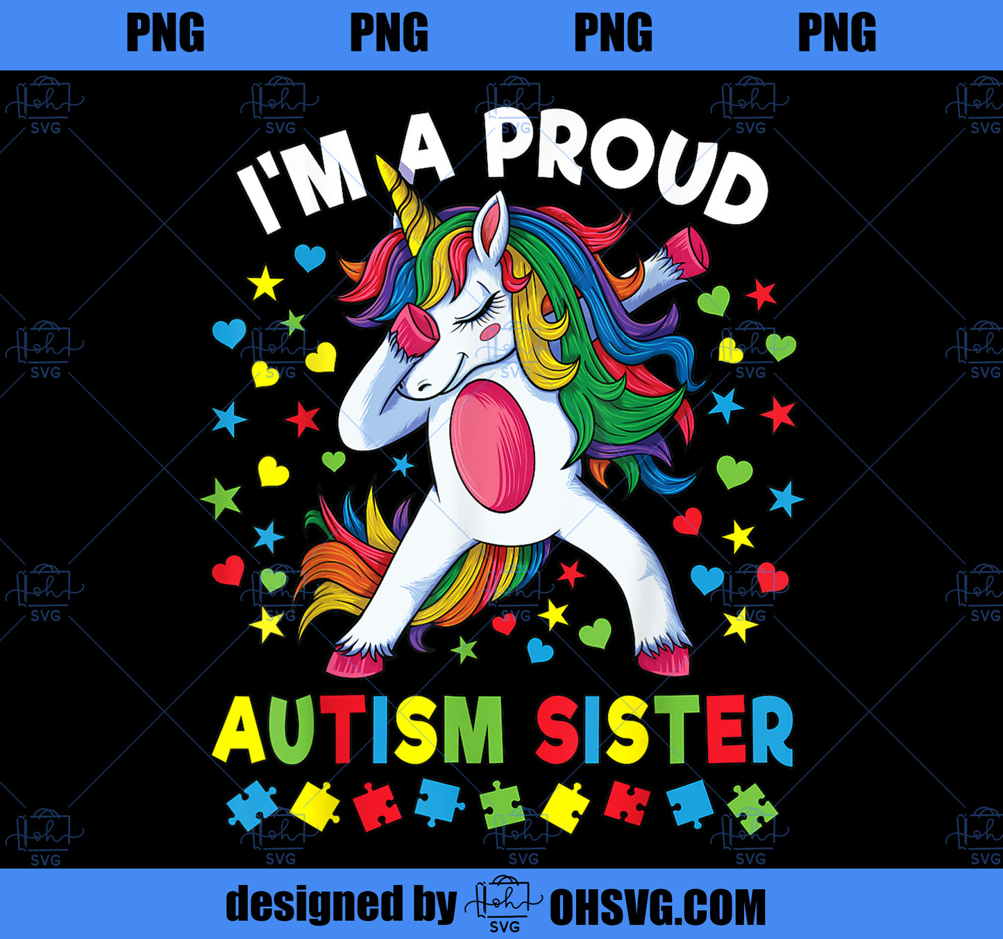 Autism Awareness Dabbing Unicorn Girl Proud Autism Sister PNG, Magic Unicorn PNG, Unicorn PNG