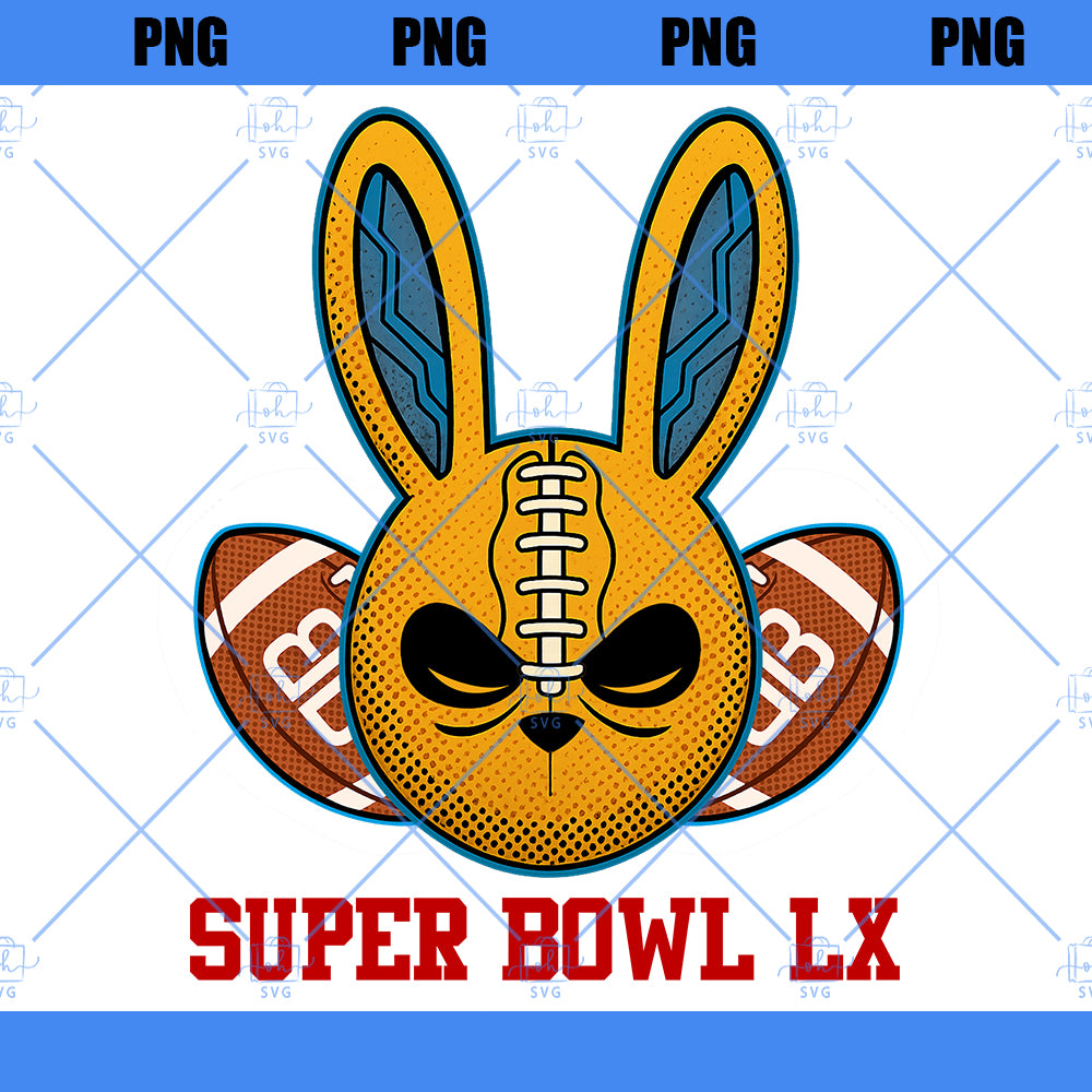Bad Bunny Football Helmet PNG, Super Bowl LX Bunny Mask PNG