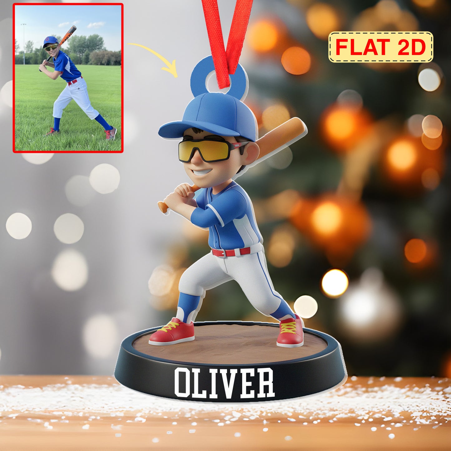 Baseball Kid Acrylic Ornament - Custom Photo Gifts For Baseball Lovers