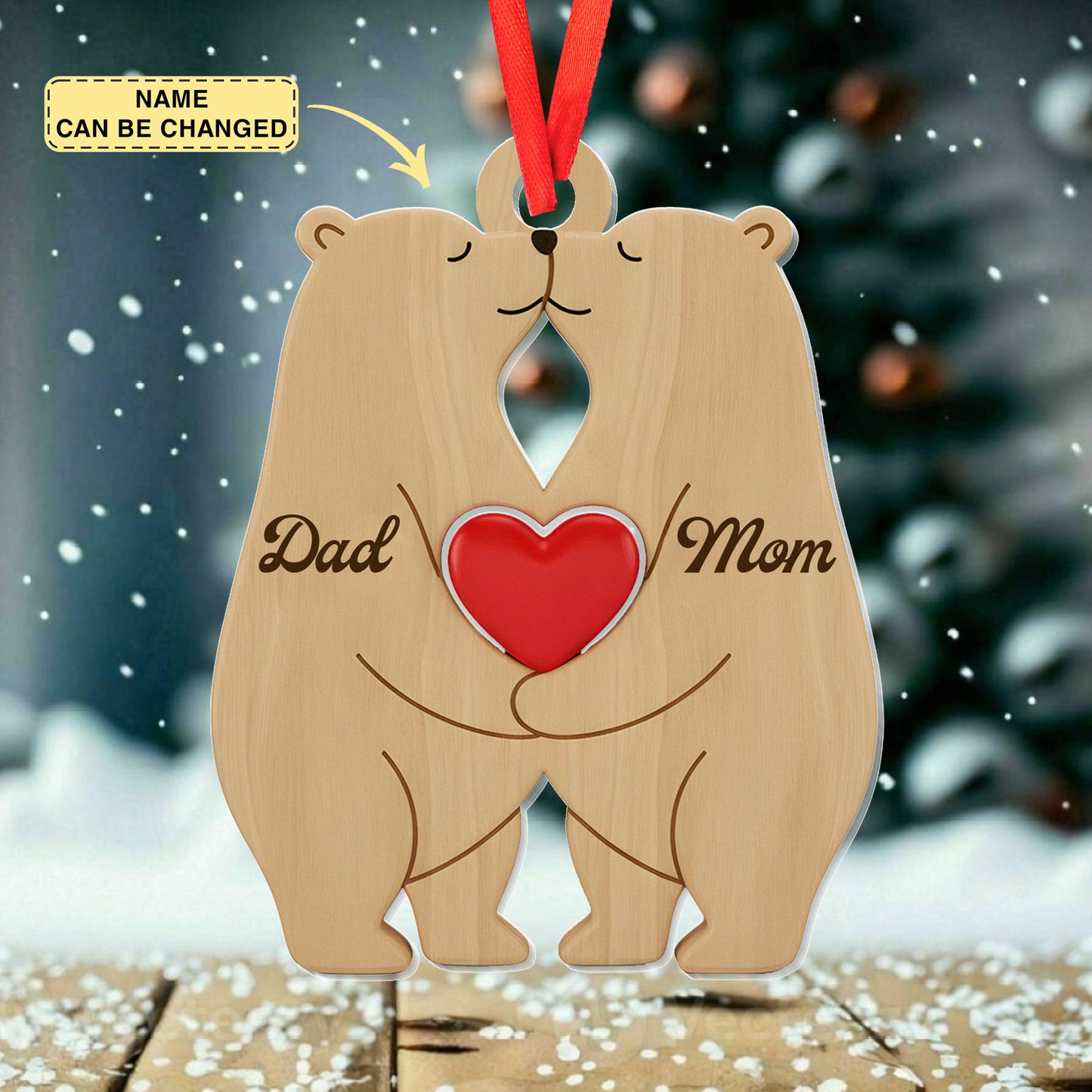 Bear Family 2025 Christmas Ornament, Ornament With Family Member Name, Custom Christmas Keepsake, Xmas Tree Decor