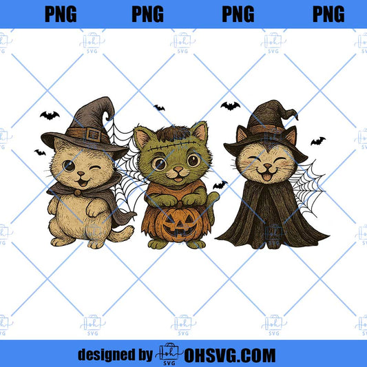 Black Cat Pumpkin Png, Ghots Cat Png, Retro halloween Png