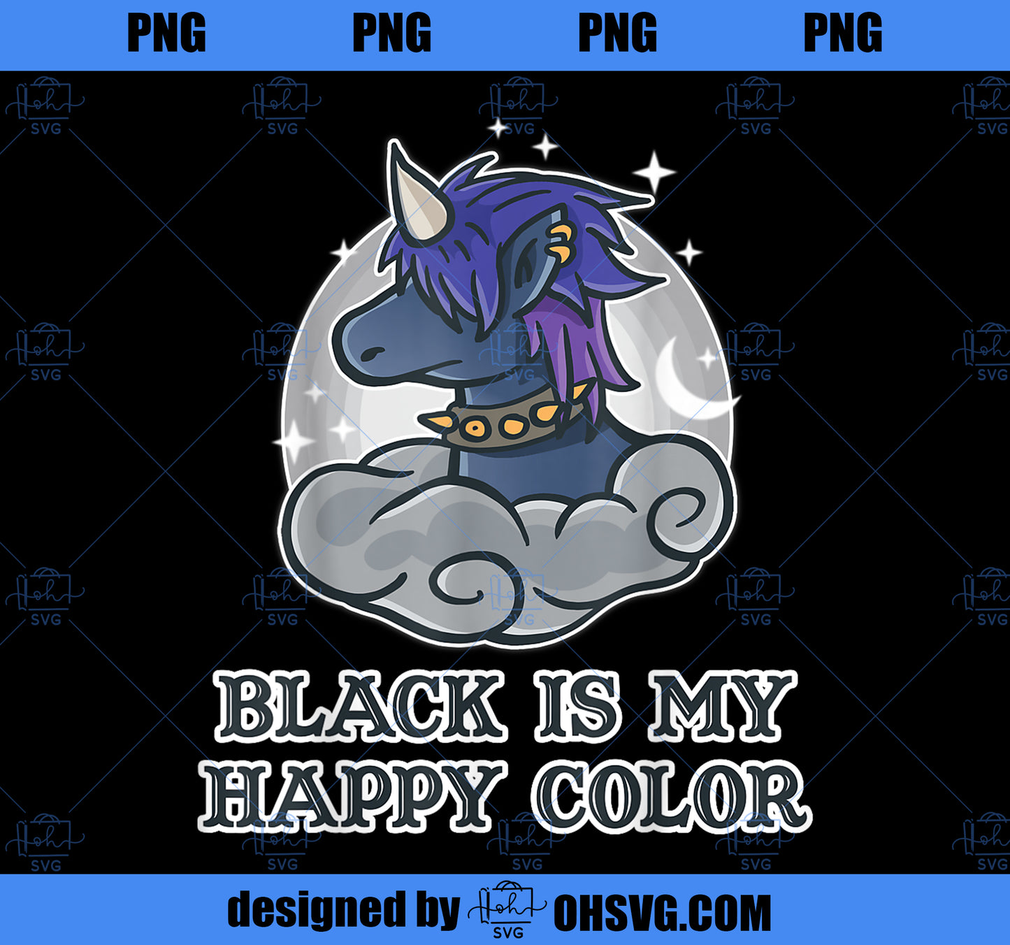 Black Is My Happy Color Kawaii Pastel Goth Gothic Unicorn PNG, Magic Unicorn PNG, Unicorn PNG