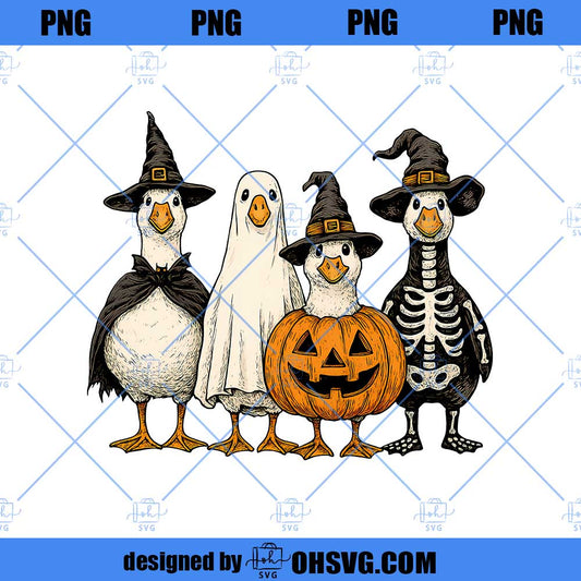 Boo Ghost Goose Halloween Skeleton Fall PNG