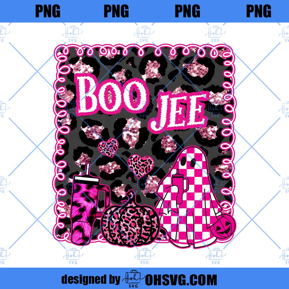 Boo Jee Bow PNG, Coquette Halloween PNG Hand Drawn pink halloween PNG