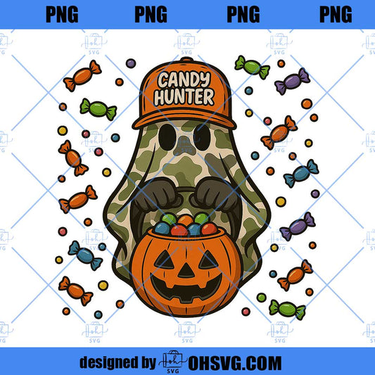 Camo Halloween ghost PNG, Camo Candy hunter png