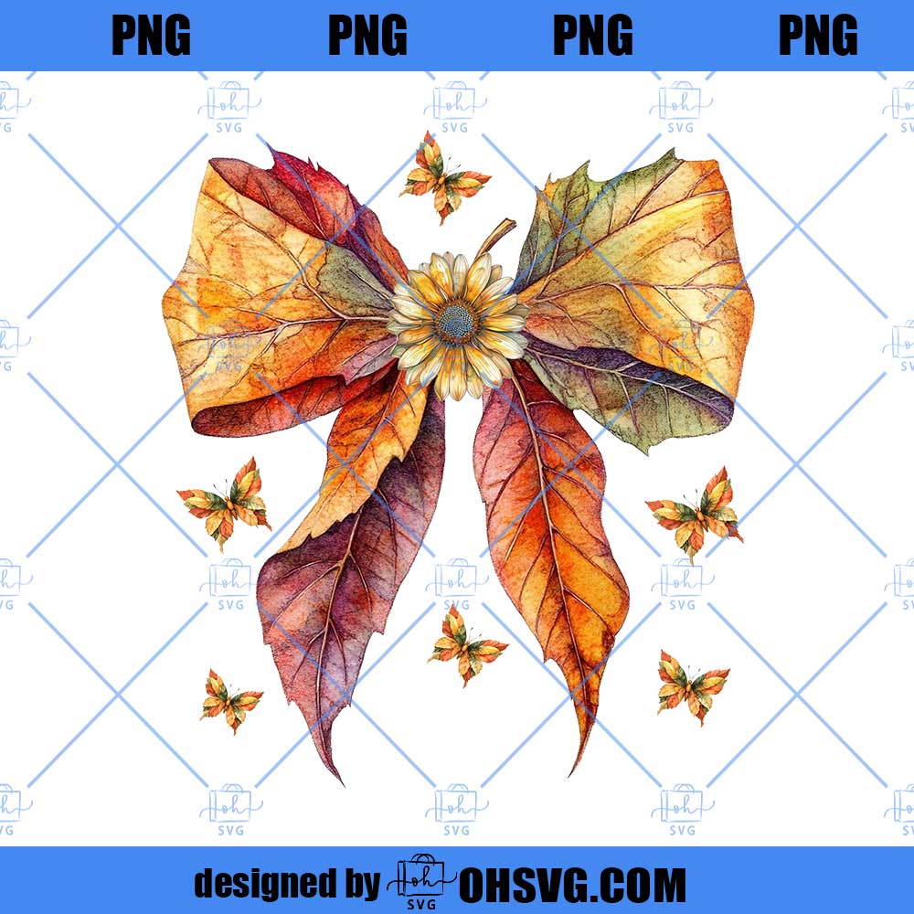 Coquette Fall Bow Png, Autumn Png, Vintage Fall Png