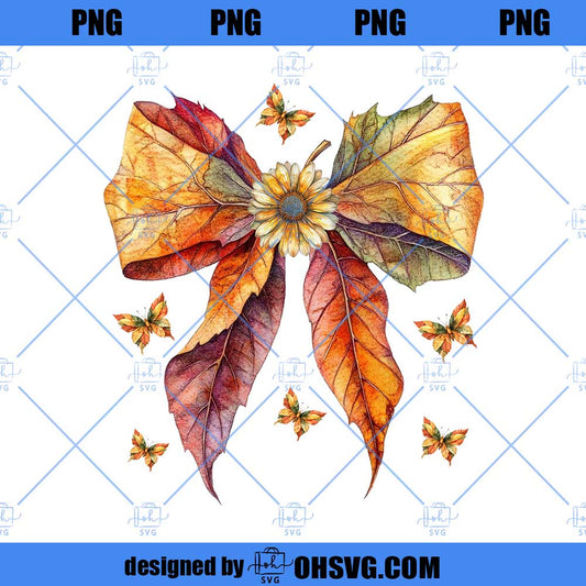 Coquette Fall Bow Png, Autumn Png, Vintage Fall Png
