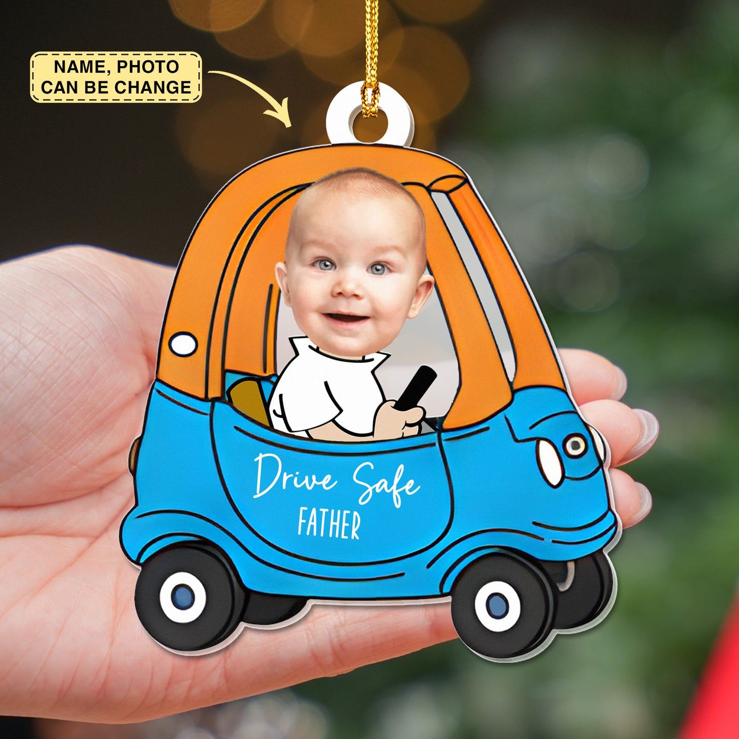 Custom Car Photo Ornament, Drive Safe Daddy Car Hanger, Drive Safe Daddy, Car Decor, Gift for Dad, Drive Safe, Car Ornament, Daddy Gifts