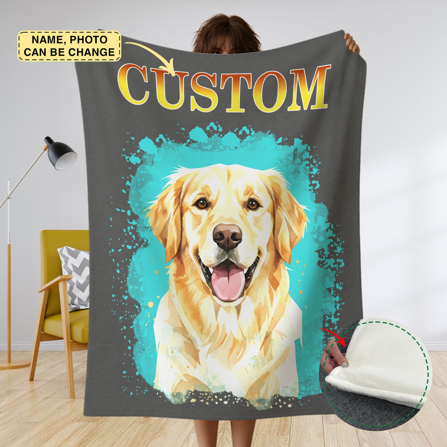 Custom Pet Blanket Using Pet Photo + Name Custom Dog Portrait Blanket Personalized Dog Blankets Cat Picture Blanket Pet Photo Dog Dad Gift