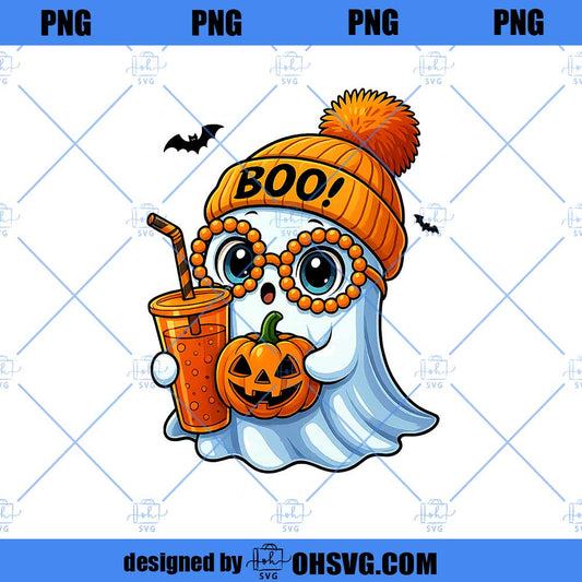 Cute Boujee Ghost Halloween PNG