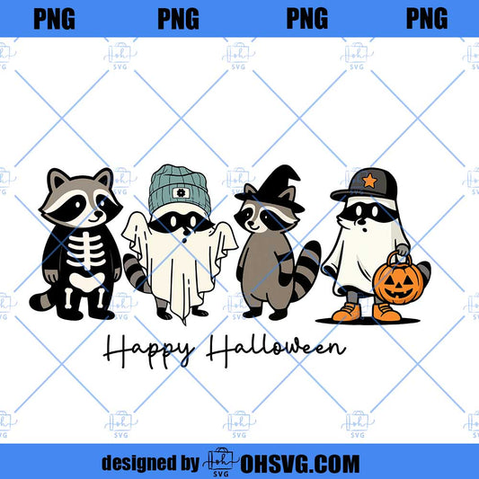 Cute Raccoon Happy Halloween PNG