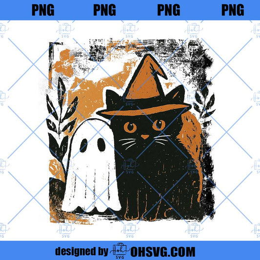 Cute Fall Black Cat Ghost Png, Halloween Spooky Season png