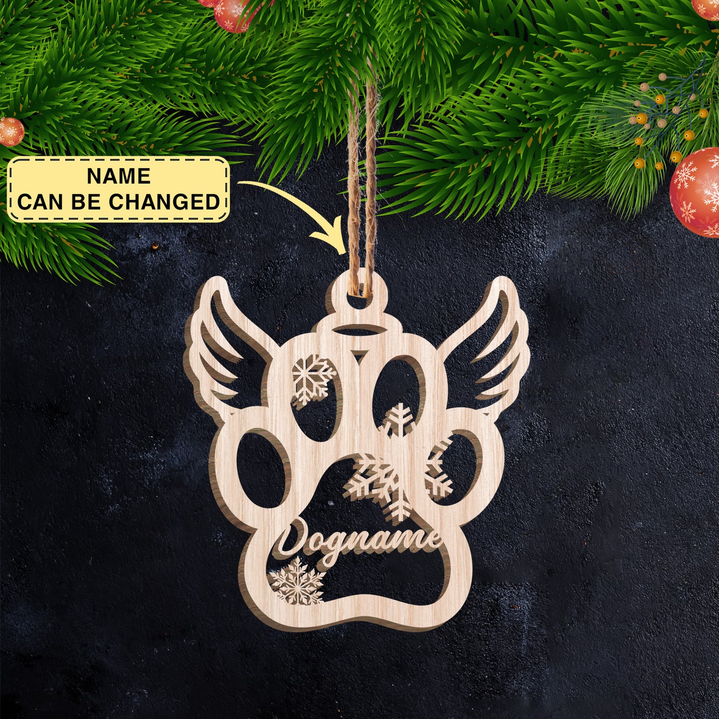 Personalized Paw Ornament, Custom Dog Christmas Decor, Cat Christmas Decor