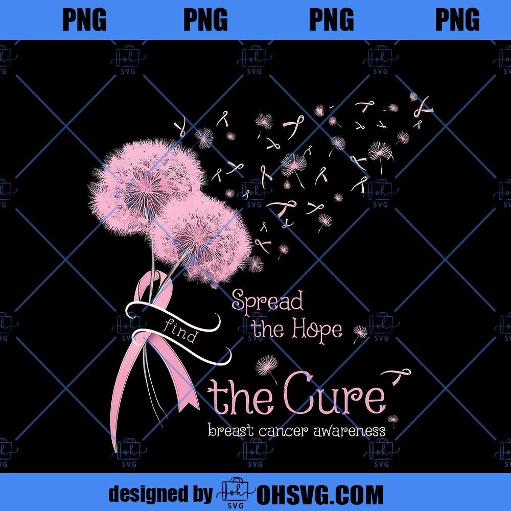 Dandelion Breast Cancer Awareness Png, Dandelion Pink Ribbon Png, Dandelion Cancer Png