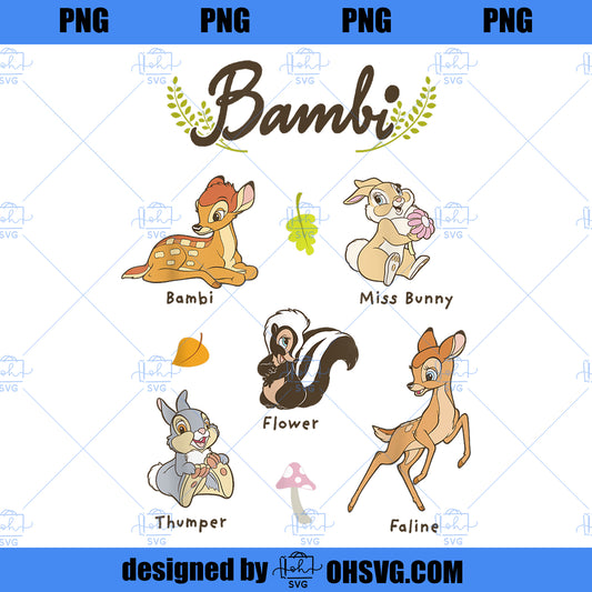 Disney Bambi Vintage Movie Characters Textbook Display PNG, Movies PNG, Disney Bambi PNG