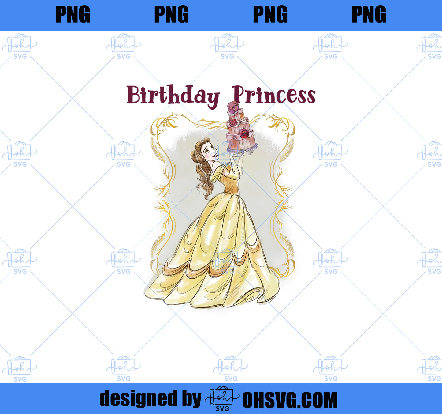 Disney Beauty and the Beast Belle Birthday Princess Premium PNG, Disney PNG, Princess PNG
