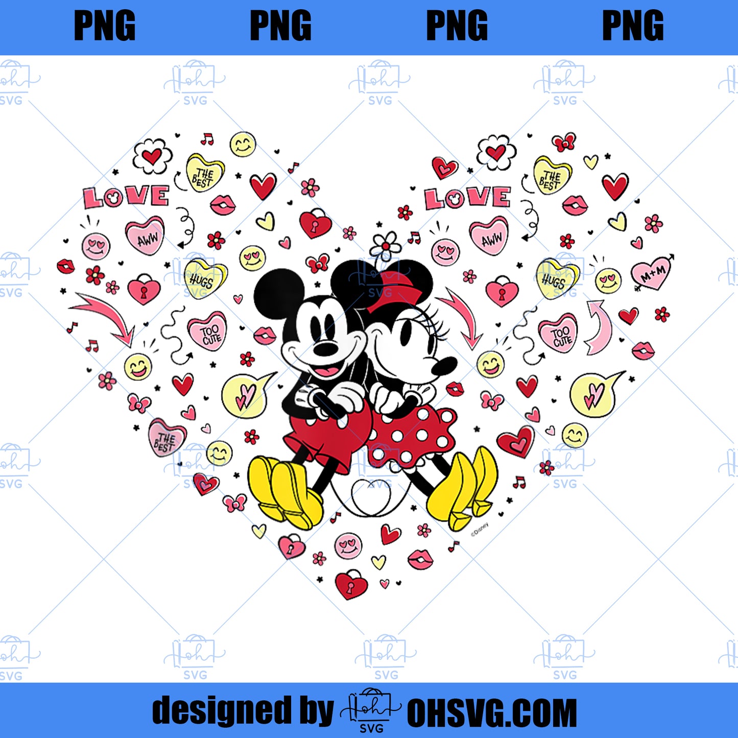 Disney Mickey Minnie Heart of Love Valentineu2019s Day Retro PNG, Disney PNG, Mickey Minnie PNG
