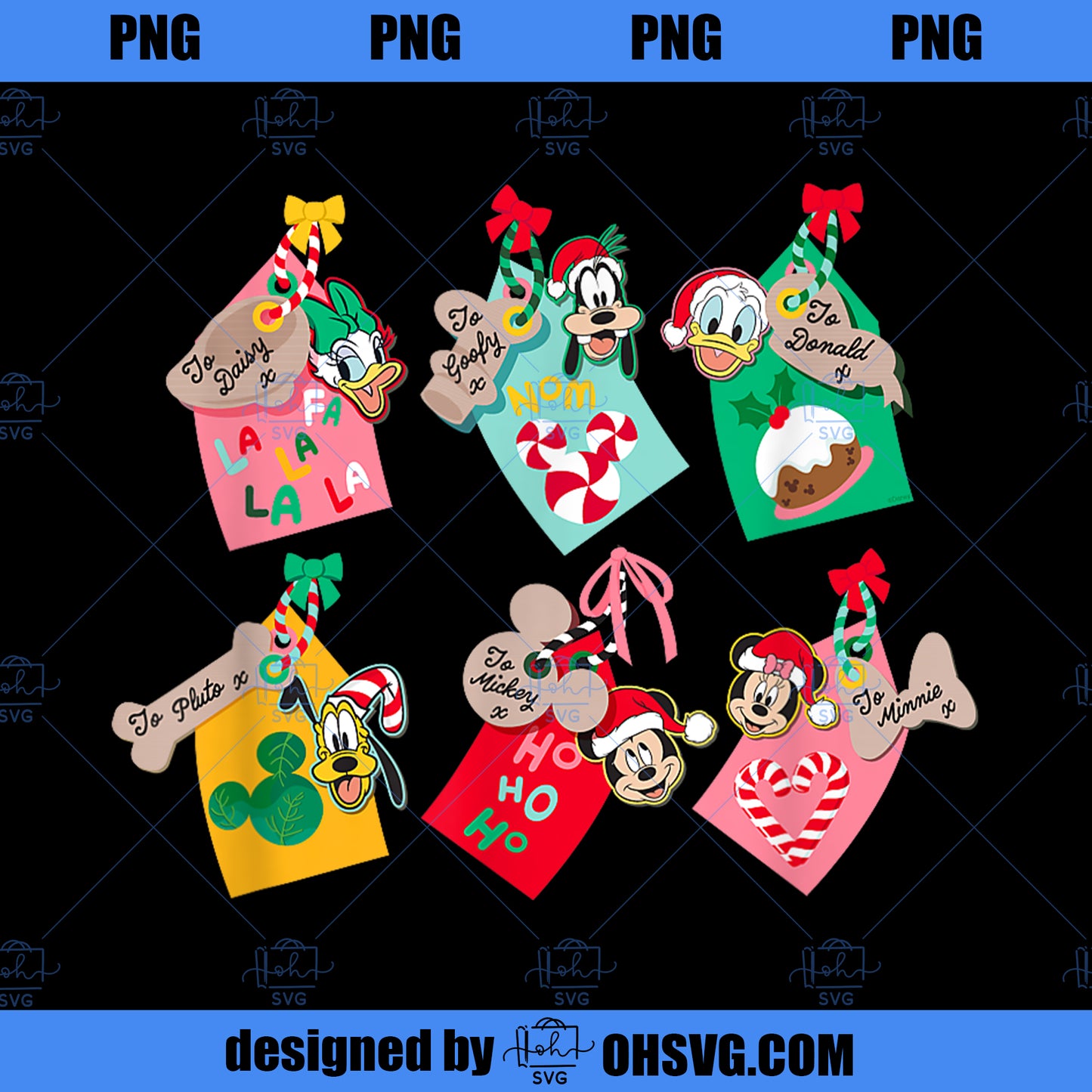 Disney Mickey Mouse Pals Holiday Christmas Gift Tags PNG, Disney PNG, Mickey Friends PNG