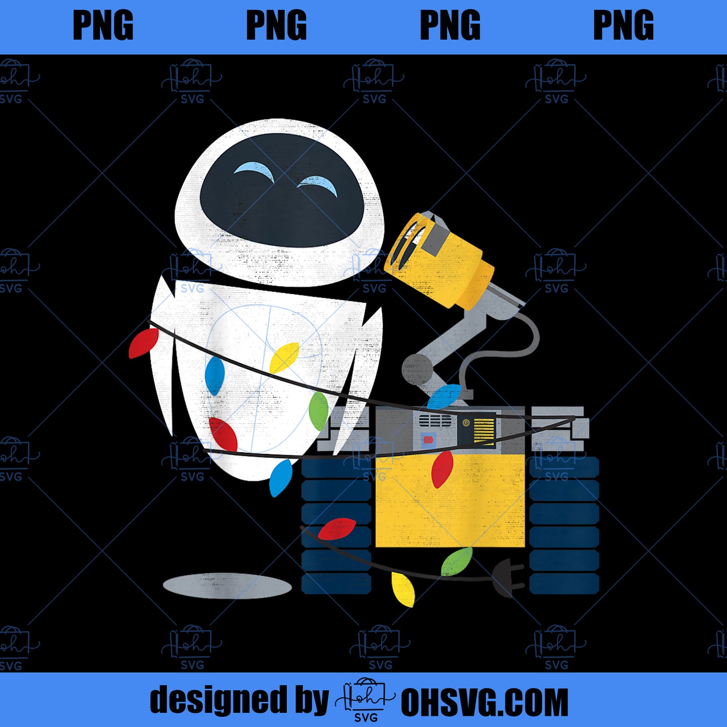 Disney Pixar WallE Eve Christmas Light Wrap Graphic PNG, Disney PNG, Disney Pixar PNG