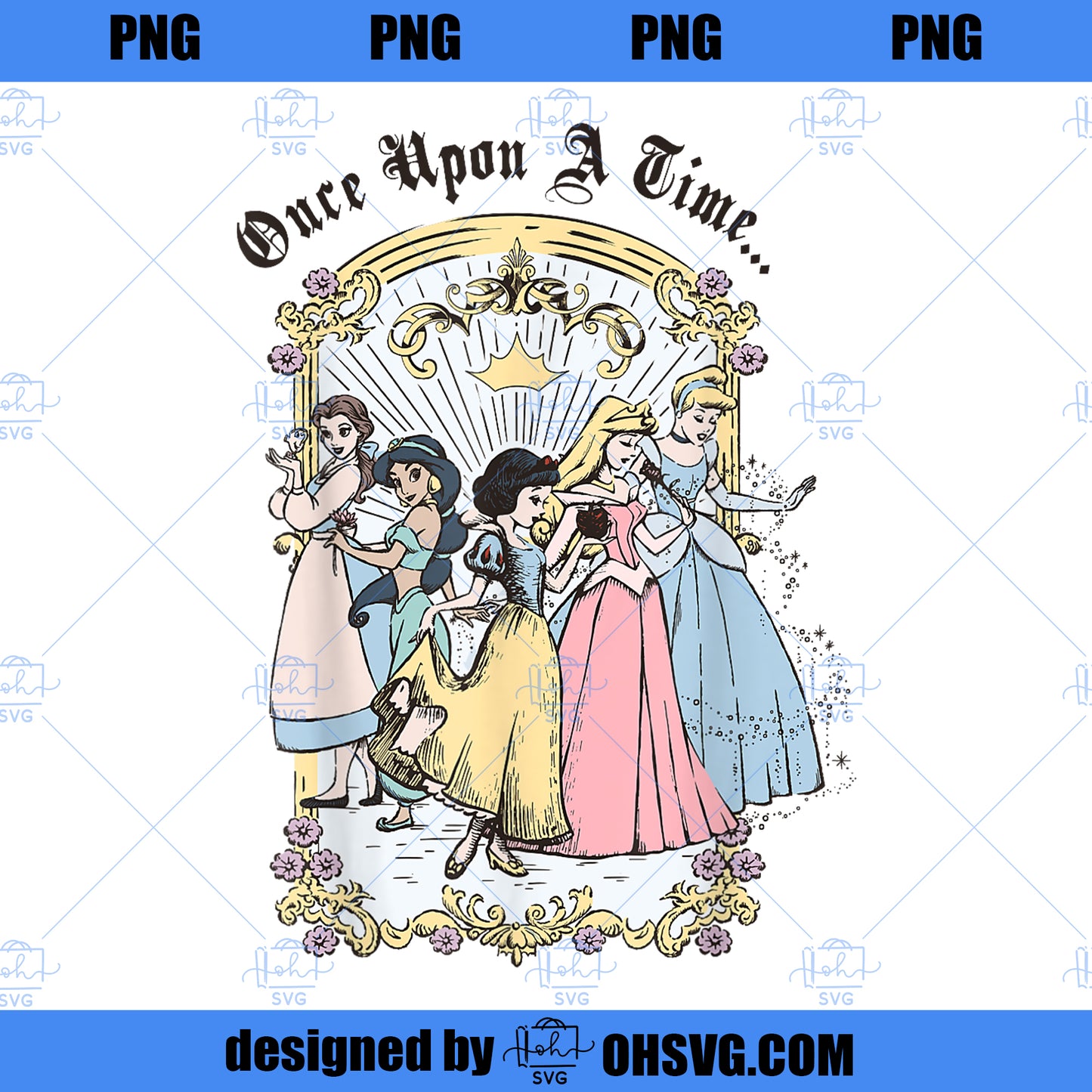 Disney Princess Once Upon A Time Vintage Cartoon , White, Small PNG, Disney PNG, Disney Princess PNG