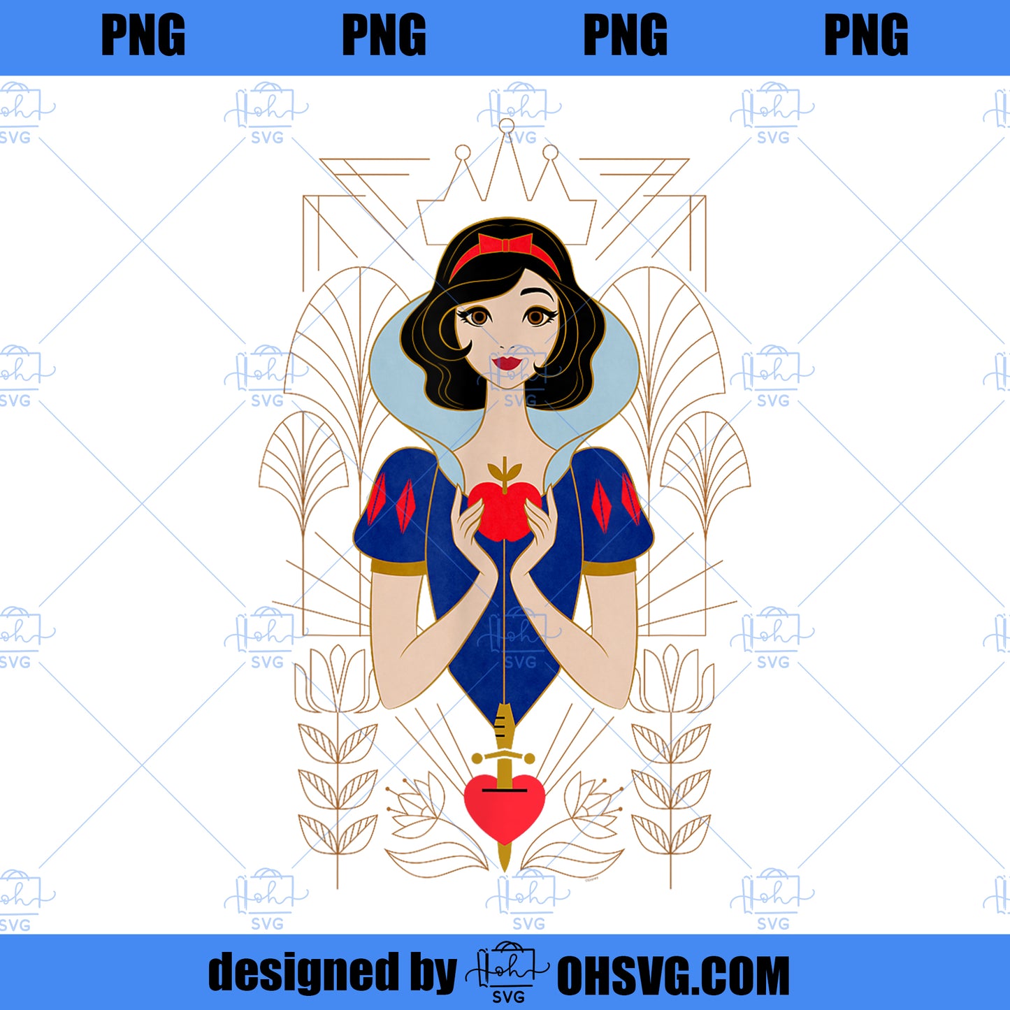 Disney Princess Snow White Modern Art Deco Style PNG, Disney PNG, Disney Princess PNG